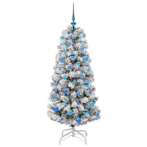 vidaXL Artificial Hinged Christmas Tree Green and White 150 cm