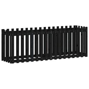 vidaXL Garden Raised Bed with Fence Design Black 200x50x70 cm Solid Wood Pine