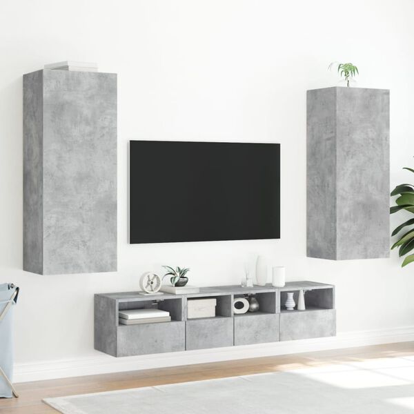vidaXL TV Wall Cabinet Concrete Grey 40.5x30x102 cm Engineered Wood