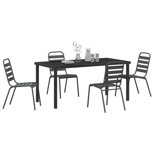 vidaXL Garden Dining Set 5 pcs Anthracite Powder-Coated Steel