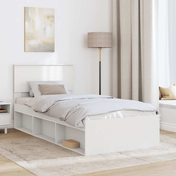 vidaXL Bed Frame with Headboard White 100 x 200 cm Engineered wood