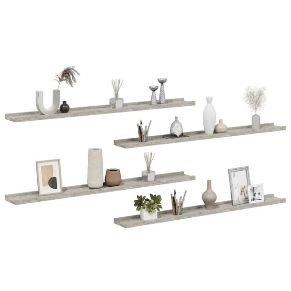 vidaXL Wall Shelves 4 pcs Concrete Grey 100x9x3 cm