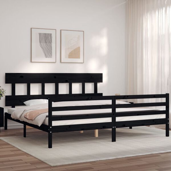 vidaXL Bed Frame without Mattress Black 200x200 cm Solid Wood