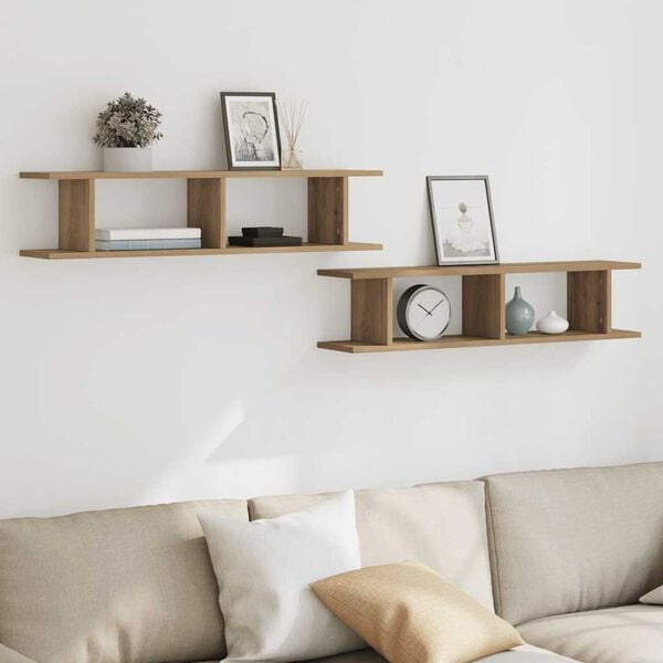 vidaXL Wall Shelves 2 pcs Artisan Oak 90x18x20 cm Engineered Wood