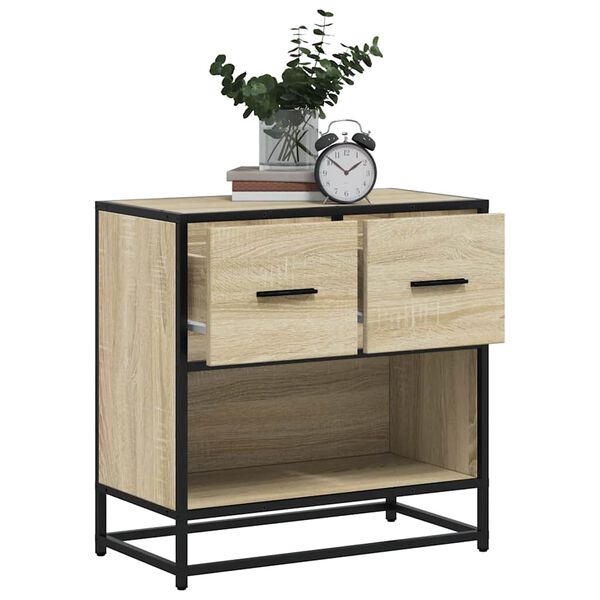 vidaXL Bedside Cabinet Sonoma Oak 60x31x60 cm Engineered Wood and Metal