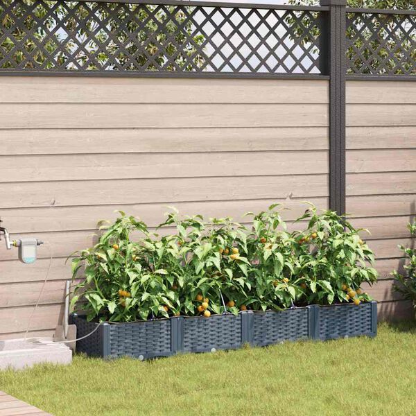 vidaXL Garden Planter 4 pcs LiGht Grey Steel