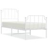vidaXL Metal Bed Frame without Mattress with Footboard&nbsp;White 80x200cm