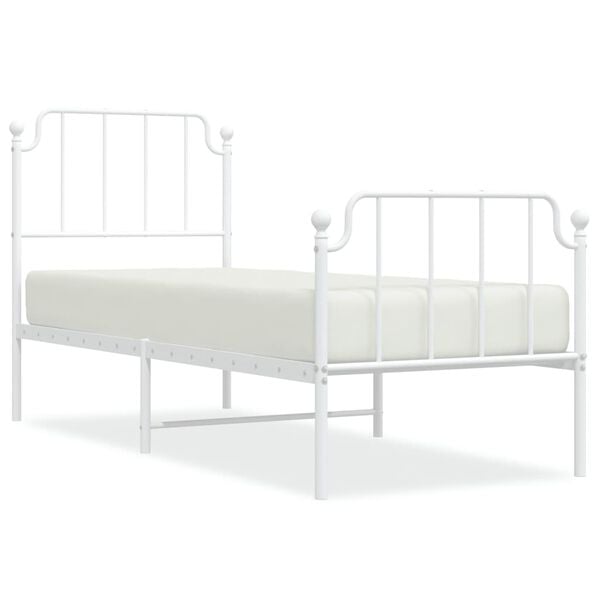 vidaXL Metal Bed Frame without Mattress with Footboard&nbsp;White 80x200cm