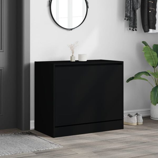 vidaXL Shoe Cabinet Black 80x42x69 cm Engineered Wood