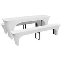 3 Slipcovers for Beer Table and Benches Stretch White 220 x 50 x 80 cm