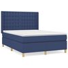vidaXL Box Spring Bed with Mattress Blue 140x190 cm Fabric