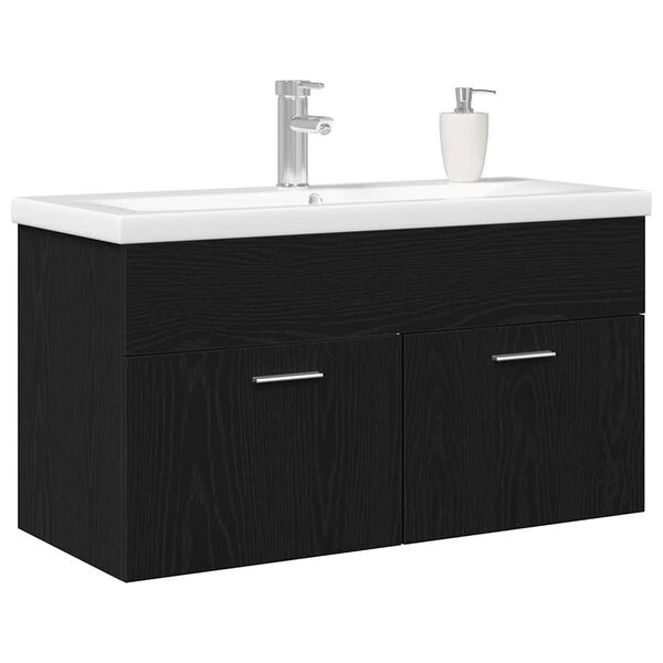 vidaXL Bathroom Cabinet Black Oak 90 x 38.5 x 46 cm Engineered Wood