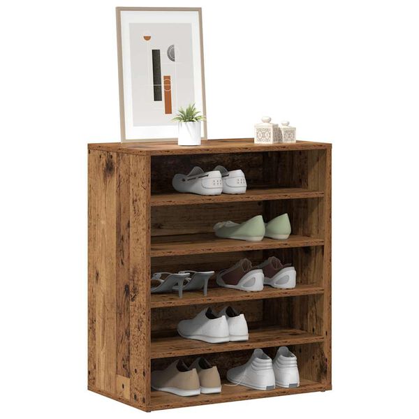 vidaXL Shoe Cabinet Old Wood 60x35x70 cm Engineered Wood