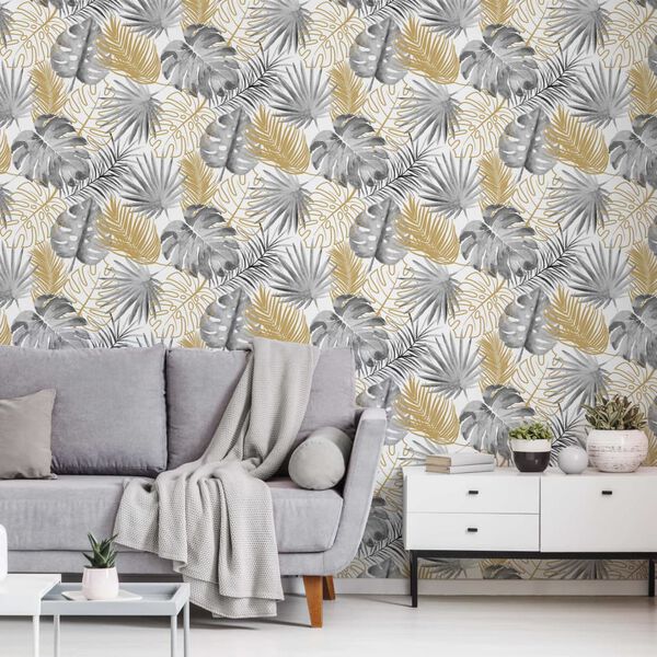 DUTCH WALLCOVERINGS Wallpaper Monstera Leaves Black