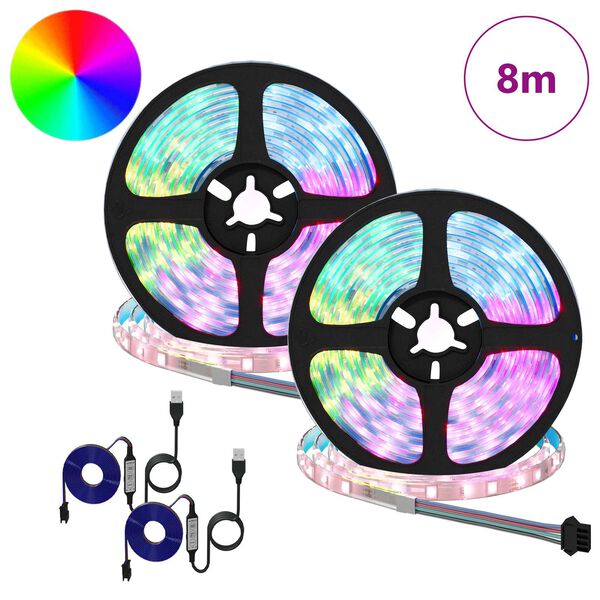 vidaXL LED Strip 2 pcs Black and Transparent 4000 mm