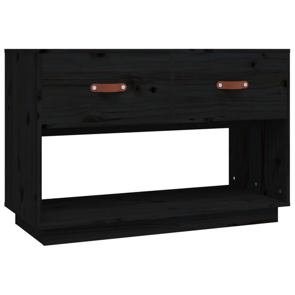 vidaXL TV Cabinet Black 90x40x60 cm Solid Wood Pine