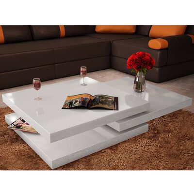 vidaXL Coffee Table 3 Tiers High Gloss White