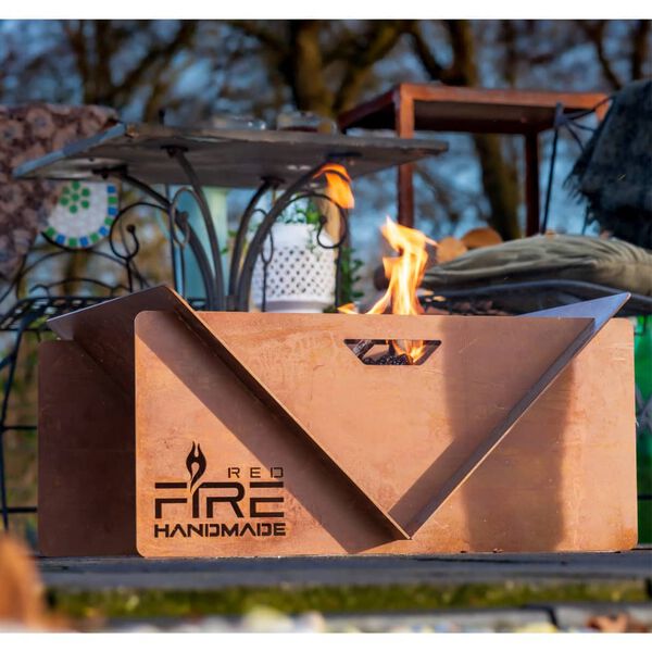 RedFire Handmade Fire Pit V Rust Steel