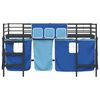 vidaXL Kids'Loft Bed Frame with Curtains Black and Blue 107 x 200 cm