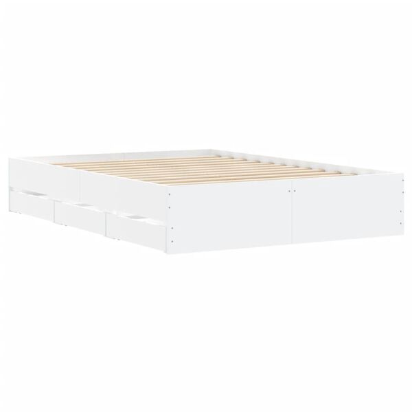 vidaXL Bed Frame with Drawers without Mattress White 120x190 cm Small Double