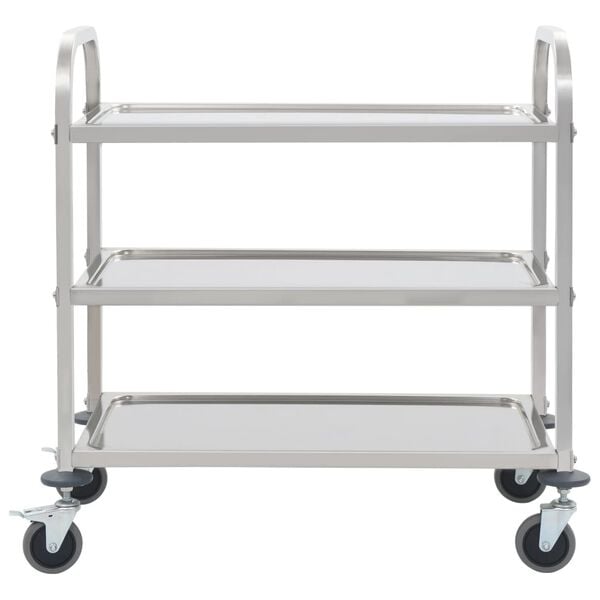 vidaXL 3-Tier Kitchen Trolley 96.5x55x90 cm Stainless Steel