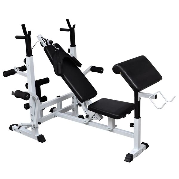 vidaXL Weight Bench with Weight Rack, Barbell and Dumbbell Set 90 kg