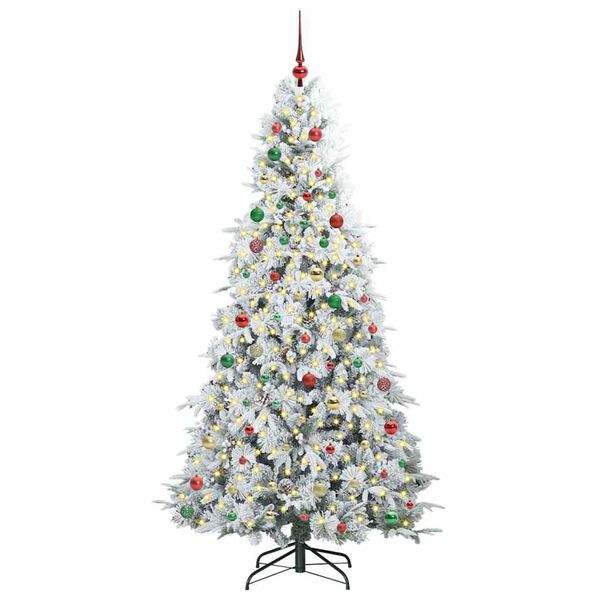 vidaXL Artificial Hinged Christmas Tree White 210 cm PE and PVC