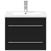 vidaXL Bathroom Sink Cabinet with Built-in Basin Black