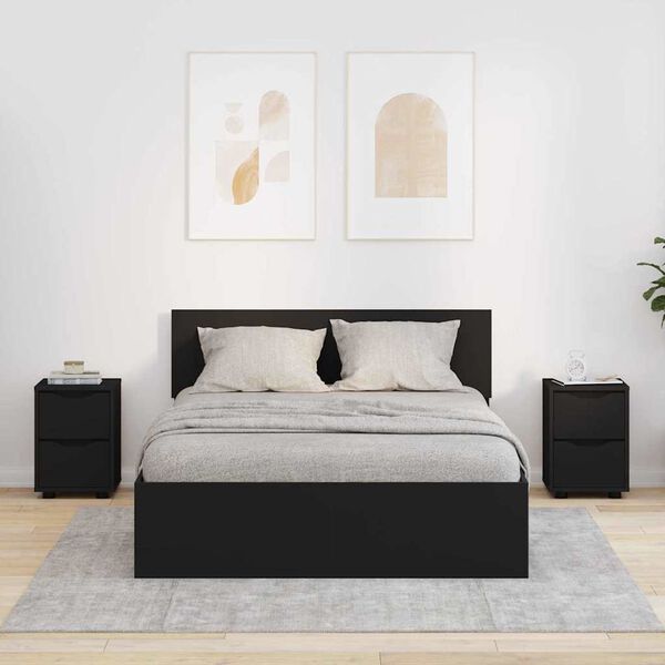 vidaXL Bedside Tables 2 pcs Black 30.5 x 30 x 43 cm Engineered Wood