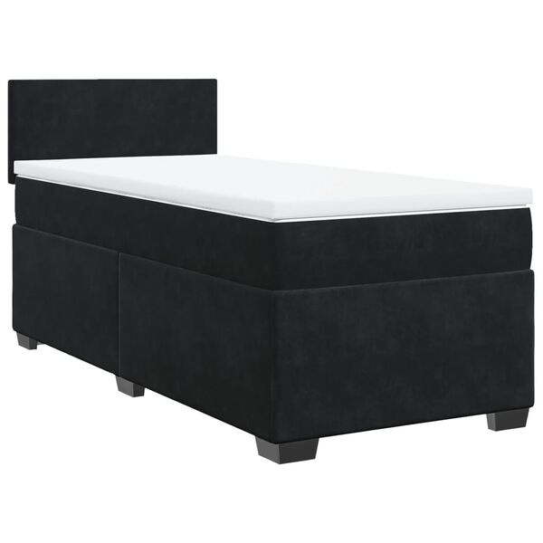 vidaXL Box Spring Bed with Mattress Black 90x190 cm Velvet