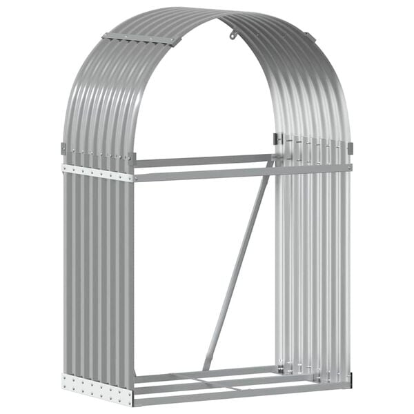 vidaXL Log Holder Light Grey 80x45x120 cm Galvanised Steel