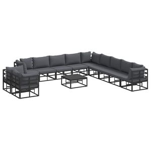 vidaXL Garden Sofa Set with Cushion 12 pcs Black Aluminium