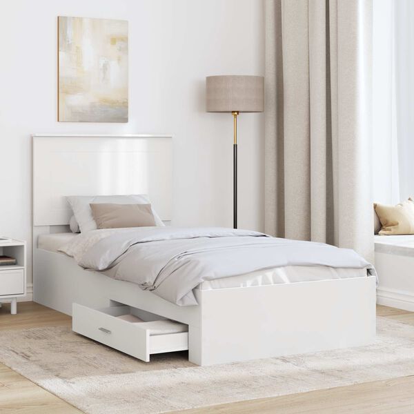 vidaXL Bed Frame with Headboard White 90 x 190 cm Engineered Wood