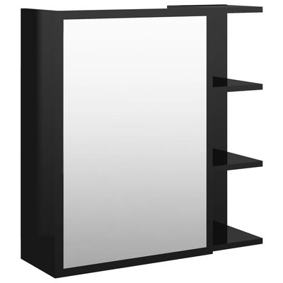 vidaXL Bathroom Mirror Cabinet High Gloss Black 62.5x20.5x64 cm Engineered Wood