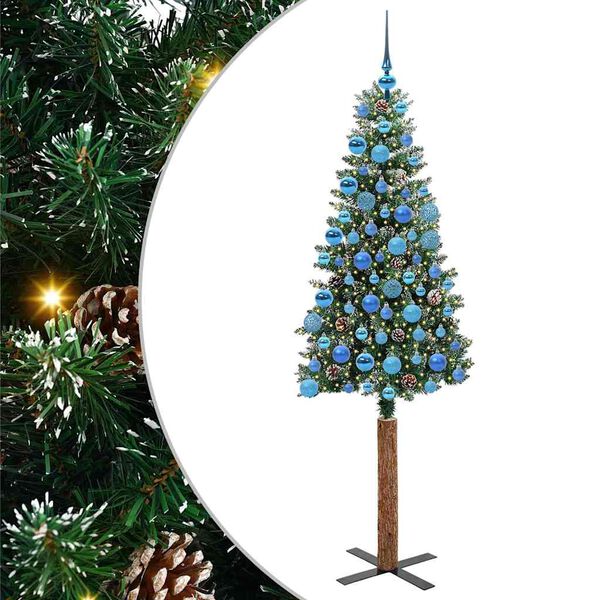 vidaXL Slim Christmas Tree Green 180 cm PVC and Solid Pine wood