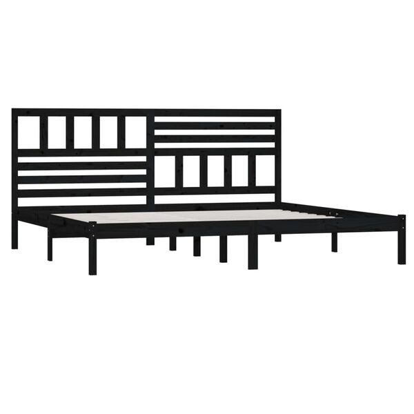 vidaXL Bed Frame without Mattress Black Solid Wood Pine 200x200 cm