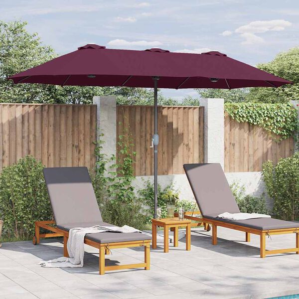 vidaXL Garden Parasol Bordeaux red 370 x 197 x 239 cm