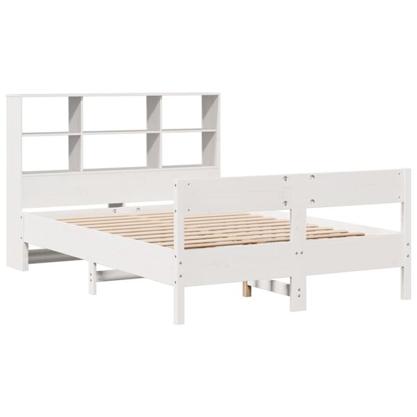 vidaXL Bookcase Bed without Mattress White 120x190 cm Small Double Solid Wood Pine