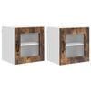 vidaXL Wall Glass Cabinet PORTO 2 pcs Smoked Oak Engineered Wood