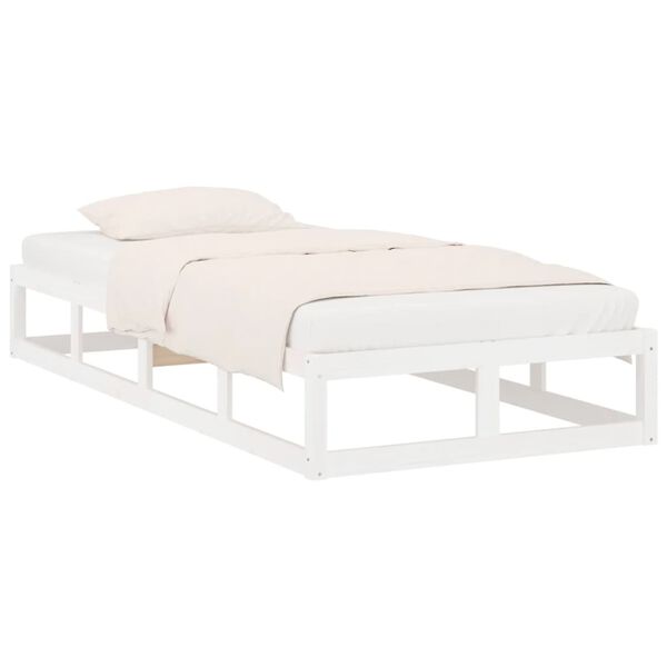vidaXL Bed Frame without Mattress White 75x190 cm Small Single Solid Wood