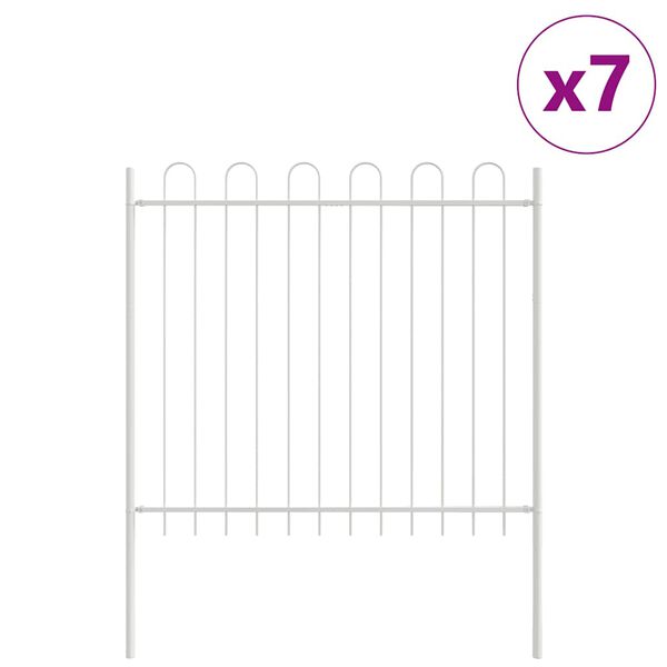vidaXL Garden Fence 7 pcs White 11.9 x 1.5 m Powder-coated Steel