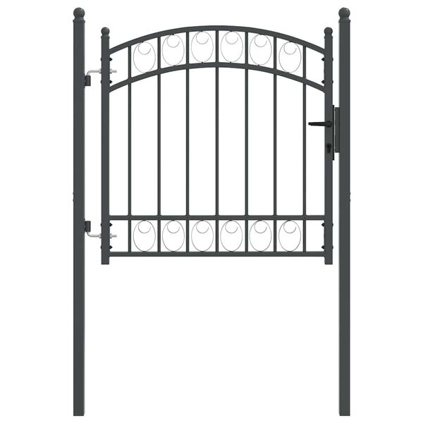 vidaXL Fence Gate with Lock Grey 100 x 100 cm Powder-coated steel