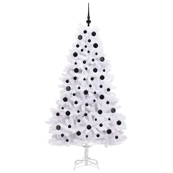 vidaXL Artificial Hinged Christmas Tree White 180 cm PVC and Steel