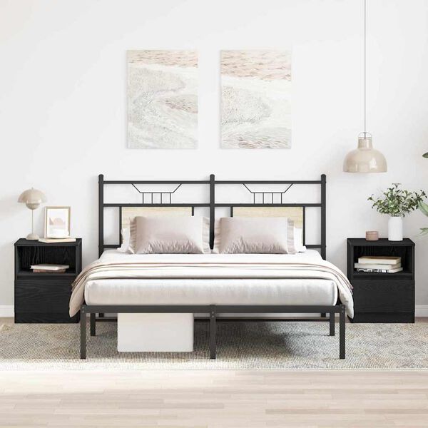 vidaXL Bedside Cabinet 2 pcs Black Oak 40 x 40 x 50 cm Engineered Wood