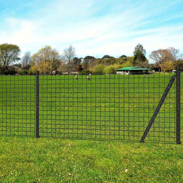 vidaXL Euro Fence Steel 25x1.5 m Grey