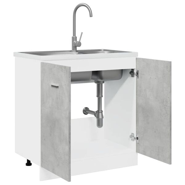 vidaXL Sink Bottom Cabinet Lyon Concrete Grey 80x46x81.5 cm Engineered Wood