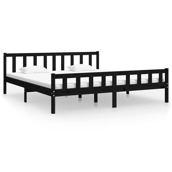 vidaXL Bed Frame without Mattress Black Solid Wood 160x200 cm