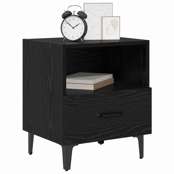 vidaXL Bedside Cabinet Black oak 40 x 35 x 47.5 cm Engineered wood