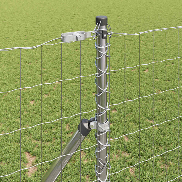 vidaXL Fence with Post Silver 1 x 10 m Steel and PVC