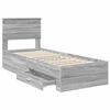 vidaXL Bed Frame Grey Sonoma and Silver 75 x 190 cm Engineered Wood